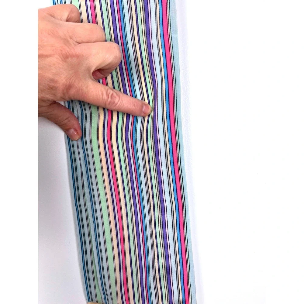 Geoffrey Beene Vintage Silk Scarf Multi Color Vertical Stripe Made in Japan Mens